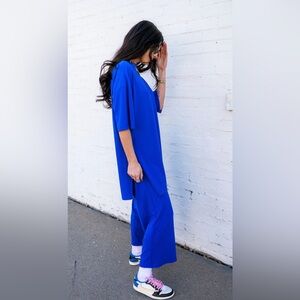 Dressed in LALA Lex Ribbed Playsuit Royal Blue